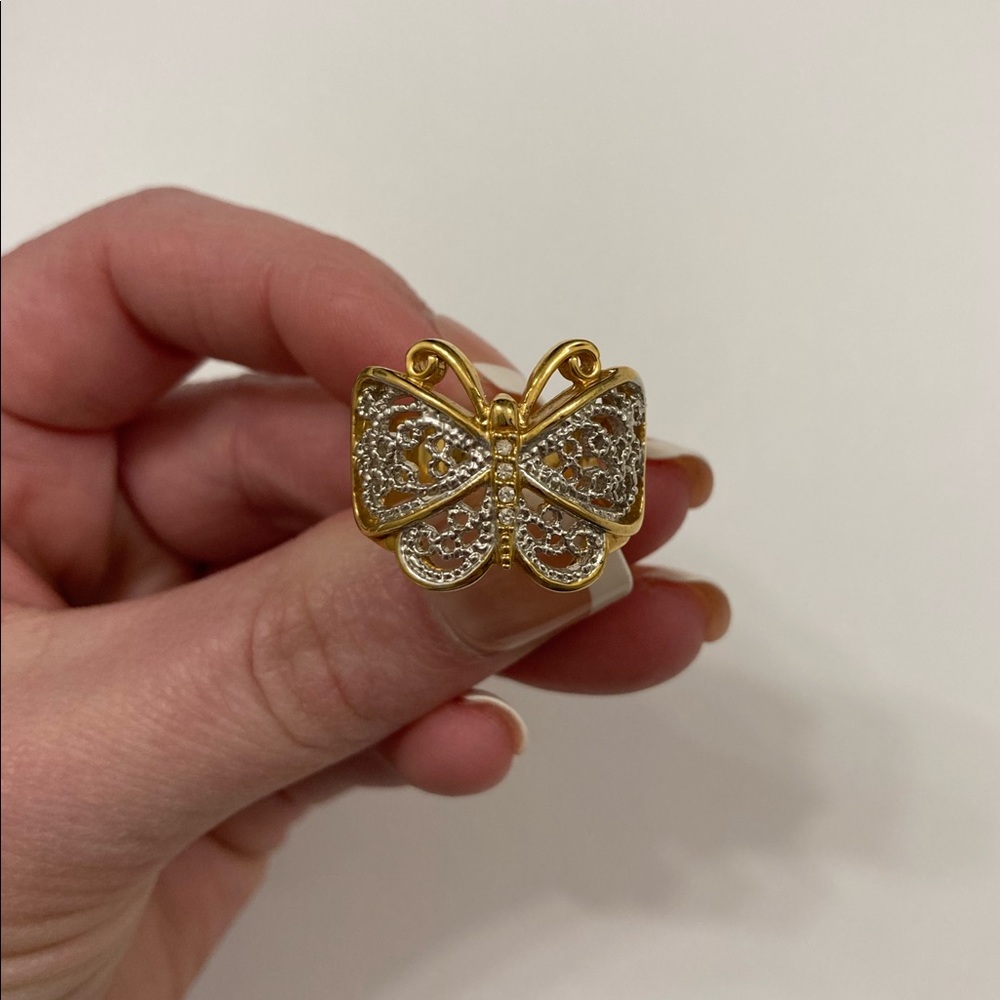 18K Dipped Two Tone Butterfly Ring